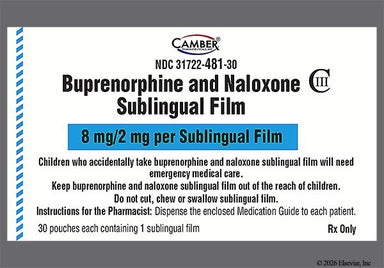 Orange Rectangular A8 - Buprenorphine/Naloxone 8mg-2mg Sublingual Film