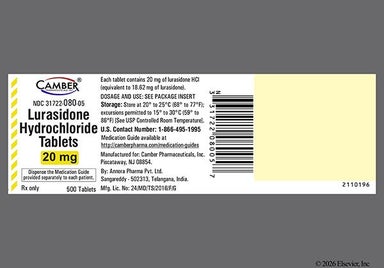 White Round 1 And L - Lurasidone Hydrochloride 20mg Tablet
