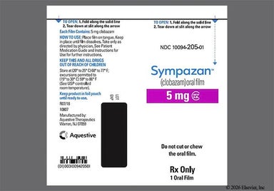 White Rectangular C5 - Sympazan 5mg Oral Soluble Film
