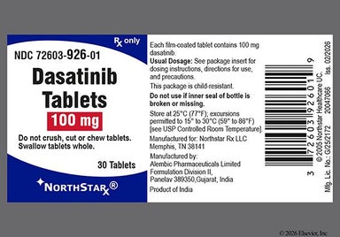 White Oval L 626 - Dasatinib 100mg Tablet