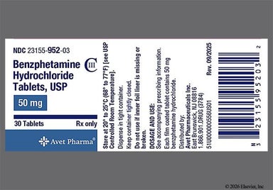 Peach Round 952 - Benzphetamine Hydrochloride 50mg Tablet