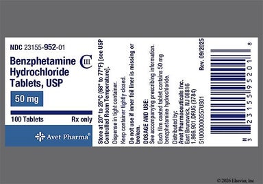 Peach Round 952 - Benzphetamine Hydrochloride 50mg Tablet