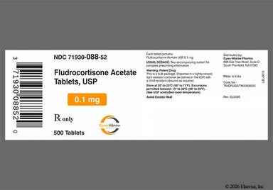 White Round F - Fludrocortisone Acetate 0.1mg Tablet