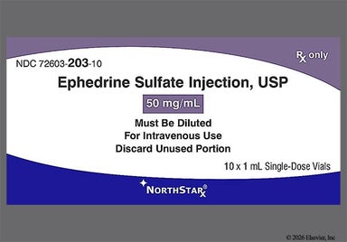 colorless - Ephedrine Sulfate 50mg/mL Solution for Injection