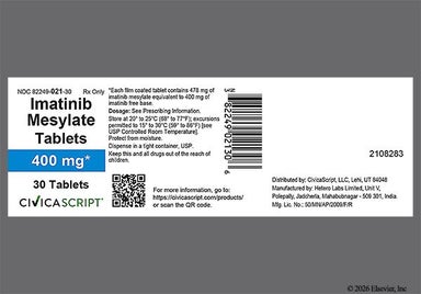 White Oval H And 4 - Imatinib Mesylate 400mg Tablet