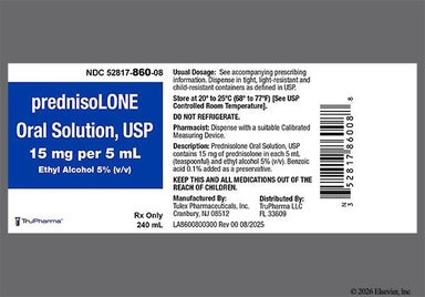 red-pink - Prednisolone 15mg/5mL Solution