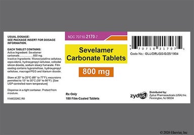 White Oval N4 - Sevelamer Carbonate 800mg Tablet