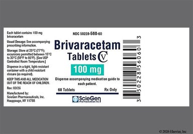 White Oval Sg And 560 - Brivaracetam 100mg Tablet