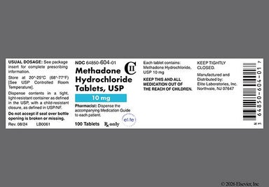 White Round Eli604 - Methadone Hydrochloride 10mg Tablet