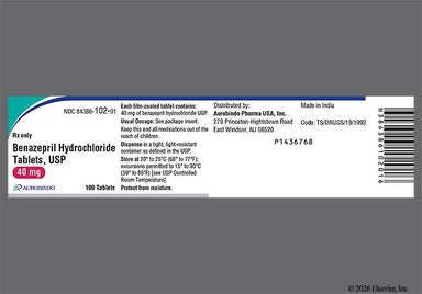 Pink Round 17 - Benazepril Hydrochloride 40mg Tablet