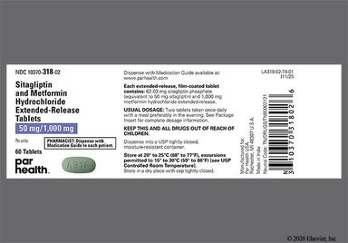 Green Oval A318 - Sitagliptin/Metformin Hydrochloride 50mg-1000mg Extended-Release Tablet
