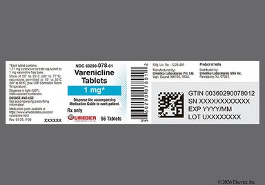 White Oblong V1 - Varenicline 1mg Tablet