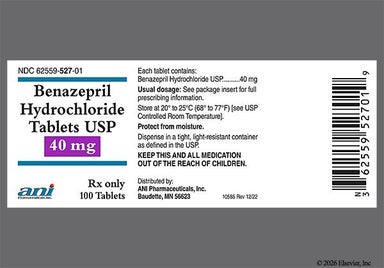 Pink Oblong ANI - Benazepril Hydrochloride 40mg Tablet