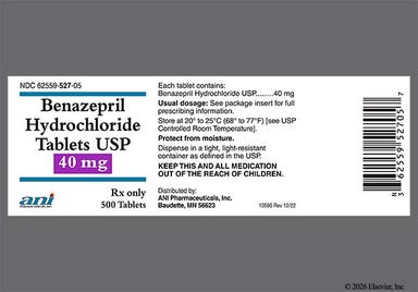 Pink Oblong ANI - Benazepril Hydrochloride 40mg Tablet