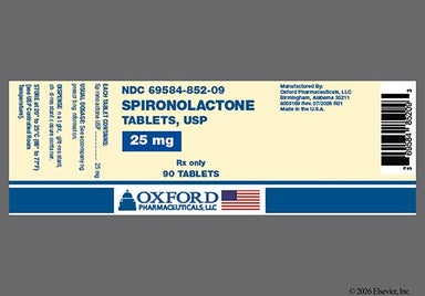 White Round 852 - Spironolactone 25mg Tablet