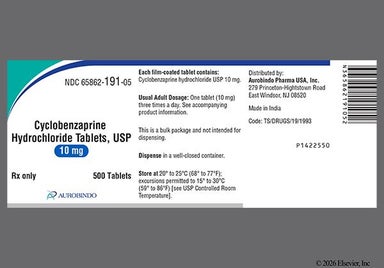 Yellow D-shaped D 32 - Cyclobenzaprine Hydrochloride 10mg Tablet
