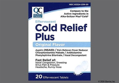 White Round - Quality Choice Cold Relief Plus 325mg-2mg-7.8mg Effervescent Tablet