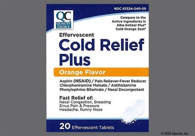 White Round - Quality Choice Cold Relief Plus 325mg-2mg-7.8mg Effervescent Tablet (Orange)
