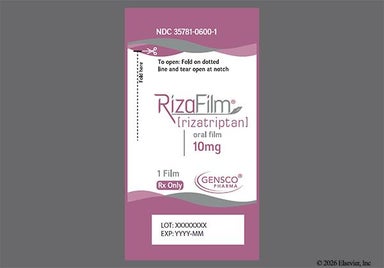 White Rectangular RIZA10 - RizaFilm 10mg Oral Film