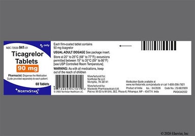 Yellow Round F37 - Ticagrelor 90mg Tablet