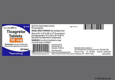 Yellow Round F37 - Ticagrelor 90mg Tablet