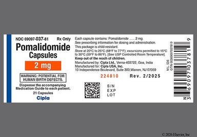 Orange, White Capsule Cipla 037 2mg - Pomalidomide 2mg Capsule