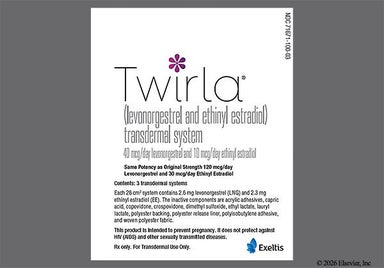 Beige Round TWIRLA Levonorgestrel 40mcg/day Ethinyl Estradiol 10mcg/day - Twirla Transdermal Patch