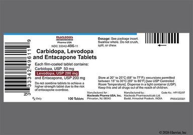 Brown Oval M 70 - Carbidopa/Levodopa/Entacapone 50mg-200mg-200mg Tablet