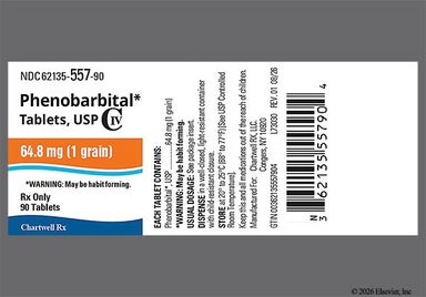 White Round CE 281 - Phenobarbital 64.8mg Tablet