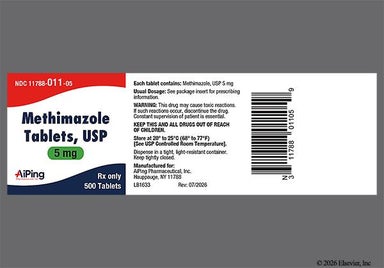 White Round VM - Methimazole 5mg Tablet