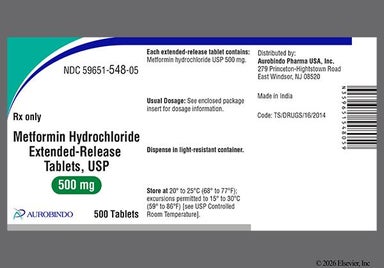 White Oblong 500 - Metformin Hydrochloride 500mg Extended-Release Tablet