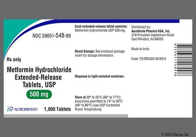 White Oblong 500 - Metformin Hydrochloride 500mg Extended-Release Tablet