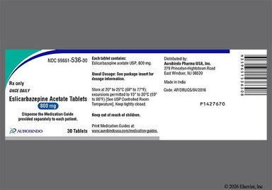 White Oblong E T - Eslicarbazepine Acetate 800mg Tablet (Once-Daily)