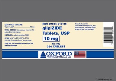 White Round 310 - Glipizide 10mg Tablet