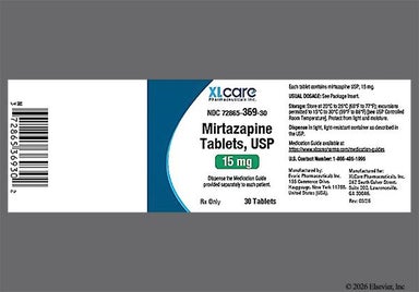 Yellow Oval E 15 - Mirtazapine 15mg Tablet