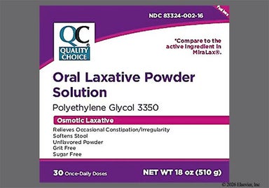 White Not applicable - Quality Choice Oral Laxative Polyethylene Glycol 3350 17g Powder for Solution