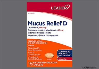 Orange Oval L6 - Leader Mucus Relief D 12 Hour 600mg-60mg Extended-Release Tablet