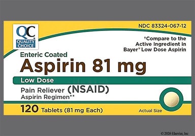 Yellow Round L - Quality Choice Aspirin 81mg Enteric Coated Tablet