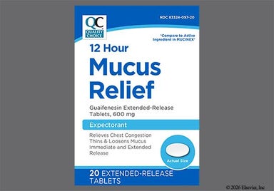 White Oval G 600 - Quality Choice Mucus Relief 12 Hour 600mg Extended-Release Tablet