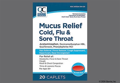 Red Oval AAA 1165 - Quality Choice Mucus Relief Cold, Flu & Sore Throat Caplet