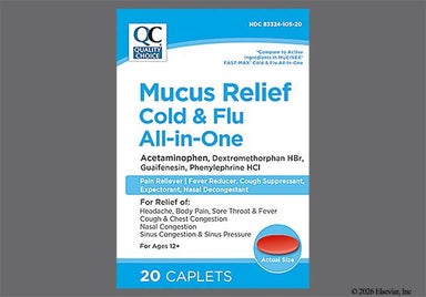 Red Oval AAA 1165 - Quality Choice Mucus Relief Cold & Flu All-In-One Caplet