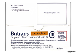 Butrans Coupon - Butrans 4 patches of 20mcg carton