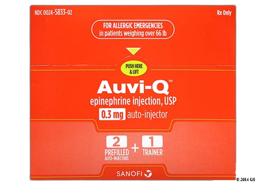Auvi-Q Coupon - Auvi-Q 2 auto-injectors of 0.3mg package