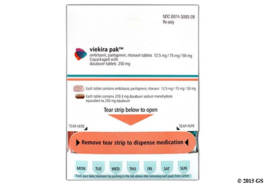 Viekira Pak Coupon - Viekira Pak 112 tablets of 12.5mg/75mg/50mg and 250mg carton