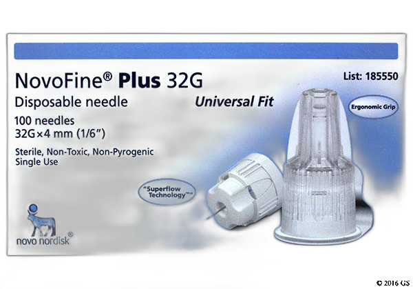 NovoFine 32G Tip x 6 mm (1/4) Disposable Pen Needles (100 count