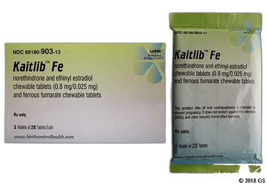 Kaitlib FE Coupon - Kaitlib FE 28 chewable tablets of 0.8mg/25mcg package