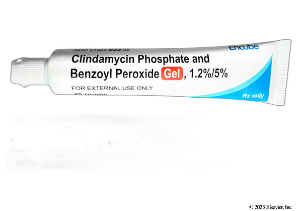 Clindamycin and benzoyl store peroxide topical gel