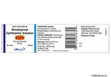 Bimatoprost Coupon - Bimatoprost 2.5ml of 0.01% eye dropper