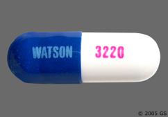 Blue And White Watson 3220 - Butalbital / Acetaminophen / Caffeine / Codeine Phosphate Capsule