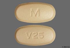 Beige Oval V25 And M - Valsartan and Hydrochlorothiazide 320mg-25mg Tablet